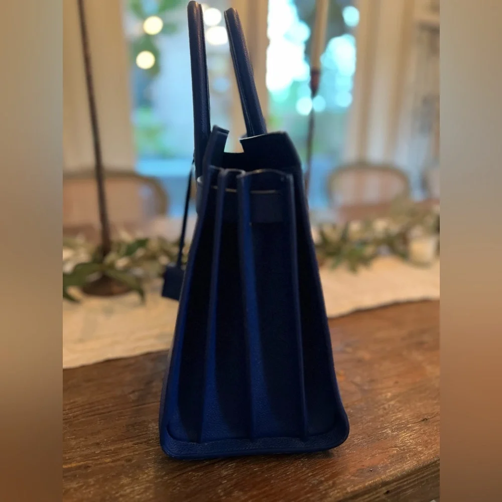 SAINT LAURENT Grained Calfskin Small Sac De Jour in Outremer Blue YSL. - Picture 7 of 12